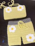 Crochet Daisy Tank Top and Shorts Set | Handmade Baby Girl Outfit | 3-6 months - 18-24 months