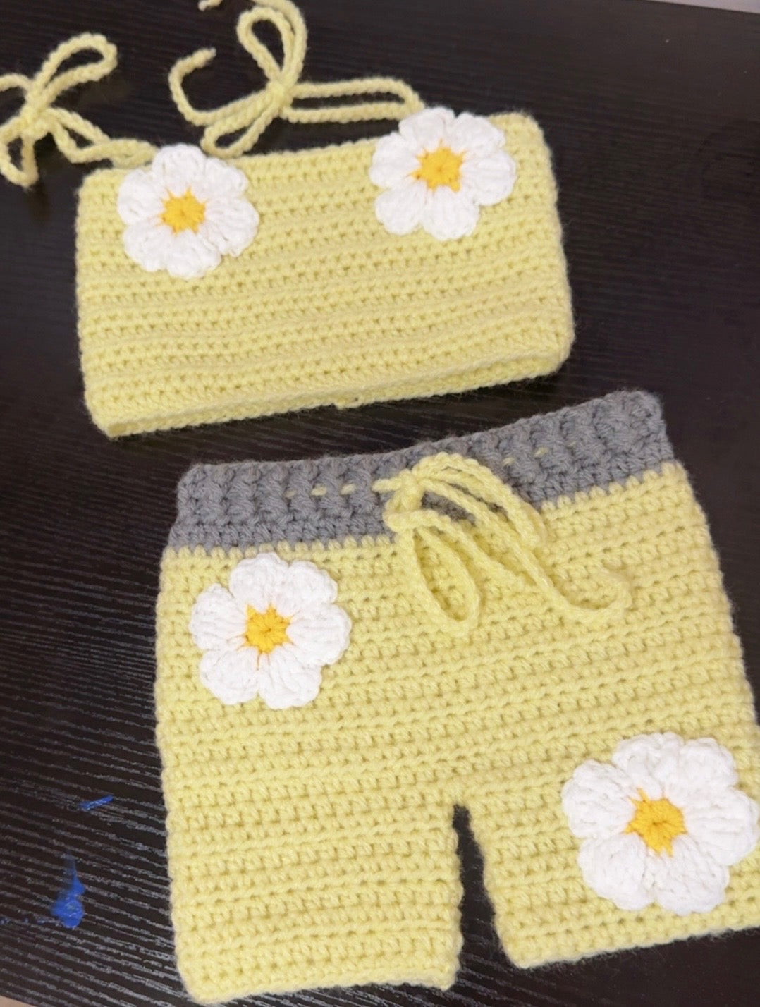 Crochet Daisy Tank Top and Shorts Set | Handmade Baby Girl Outfit | 3-6 months - 18-24 months